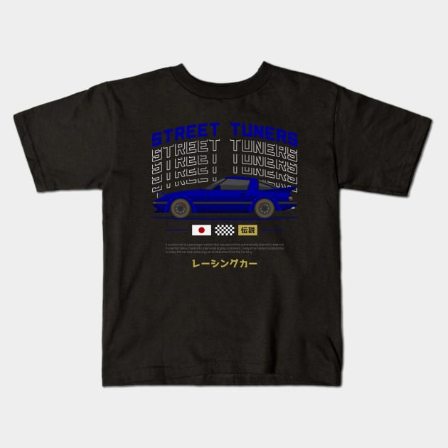 Midnight Racer Blue RX 7 FB JDM Kids T-Shirt by GoldenTuners